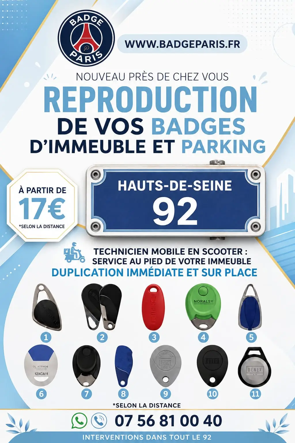 Pass et badges d'immeuble reproduits dans les Hauts-de-Seine