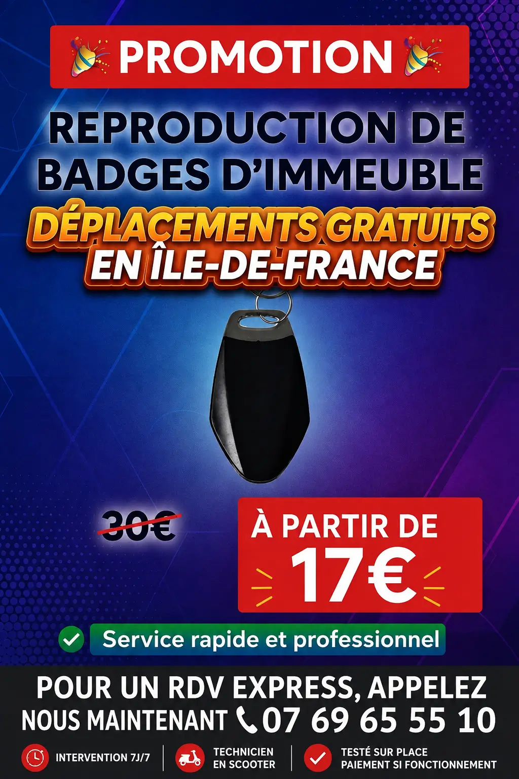 Copie de badge Vigik pas cher en Île-de-France avec Badge Paris